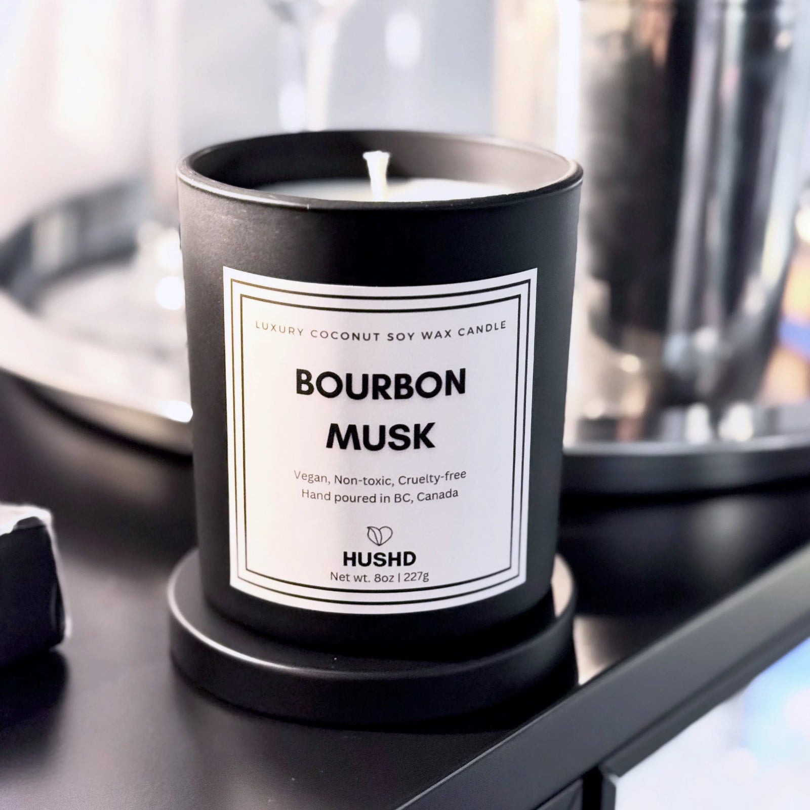 Captivate your surroundings with this sophisticated scent! 100% vegan coconut soy candle, handmade in Canada.