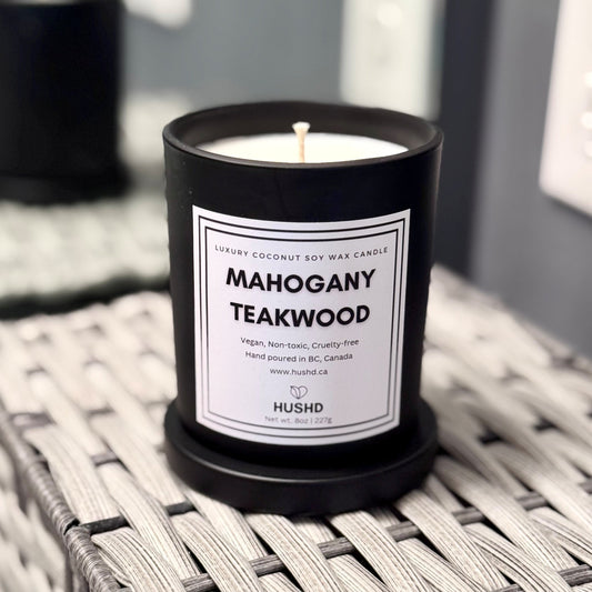 Enjoy the aromatic woody scent of this luxury candle - 100% vegan and handmade in Vancouver, Canada.