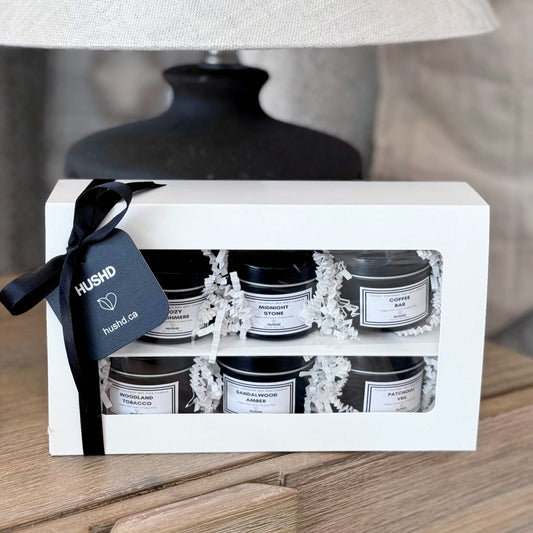 Looking for the perfect self-care gift? Discover our luxury coconut soy candles in a six-piece gift box - handmade in Coquitlam, Canada. 